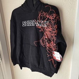 Spiderman Black Hoodie with Red Web Design